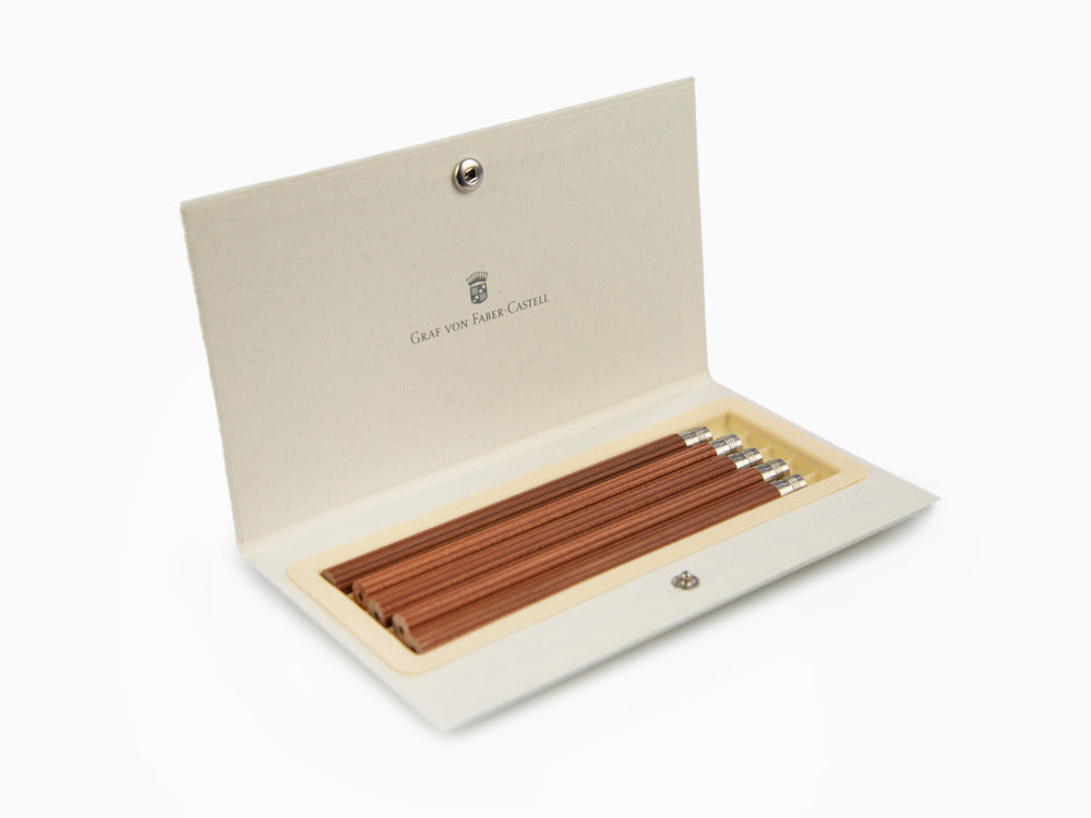 5 Crayons Excellence Graf von Faber-Castell, Bois, Attributs Chromés, Marron