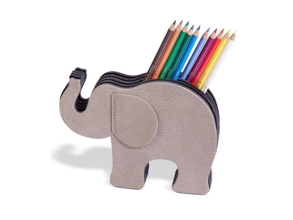 Étui Stylo Graf von Faber-Castell Elephant, Taille Moyenne, Cuir, Gris, 118726