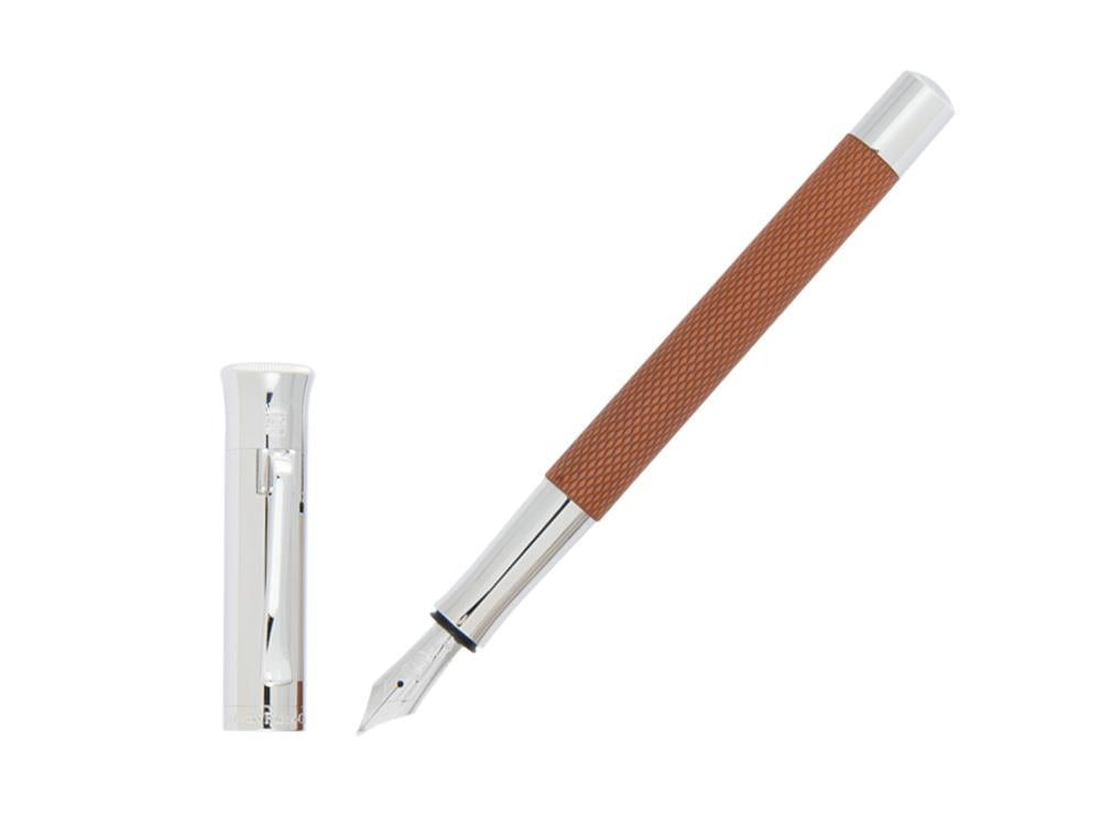 Stylo Plume Graf von Faber-Castell Guilloche, Resine précieuse, Cognac