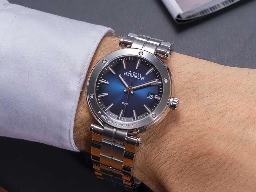 Montre à Quartz Herbelin Newport, Acier Inoxydable 316L, Bleu, 40.5 mm, 12288B15