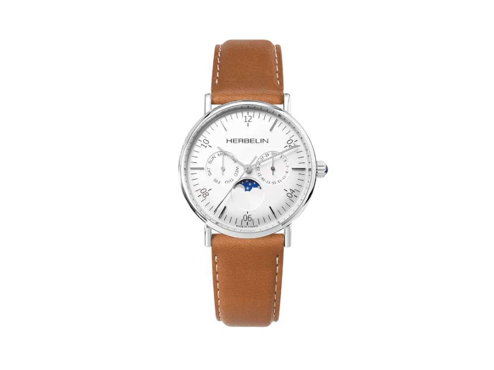 Montre à Quartz Herbelin Inspiration Moon Phase, Blanc, 38 mm, 12747AP11GD