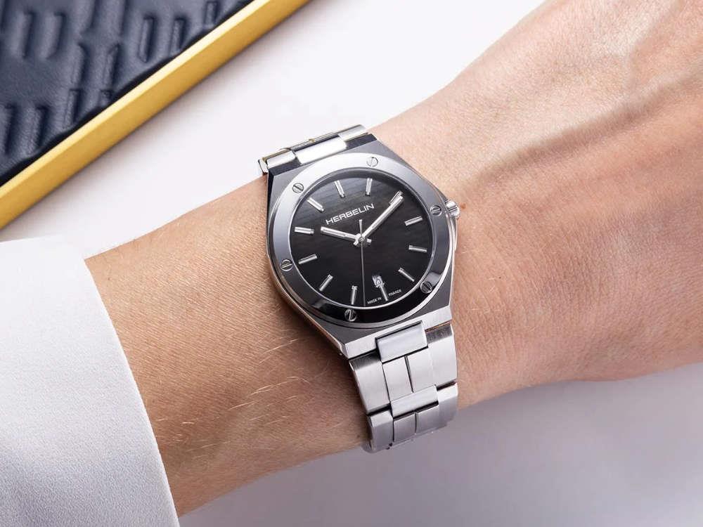 Montre à Quartz Herbelin Cap Camarat, Acier Inoxydable, Noir, 33 mm, 14545B49