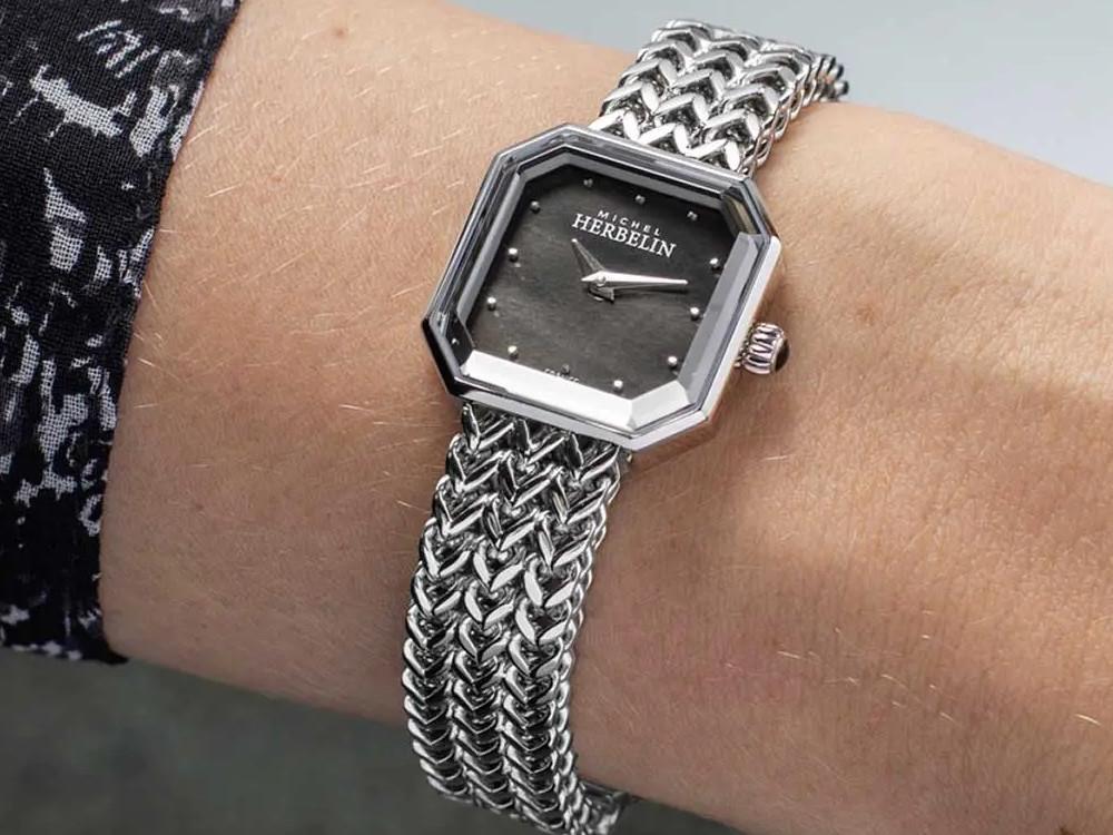 Montre à Quartz Herbelin Octogone, Acier Inoxydable 316L, Noir, 22 mm, 17436B49
