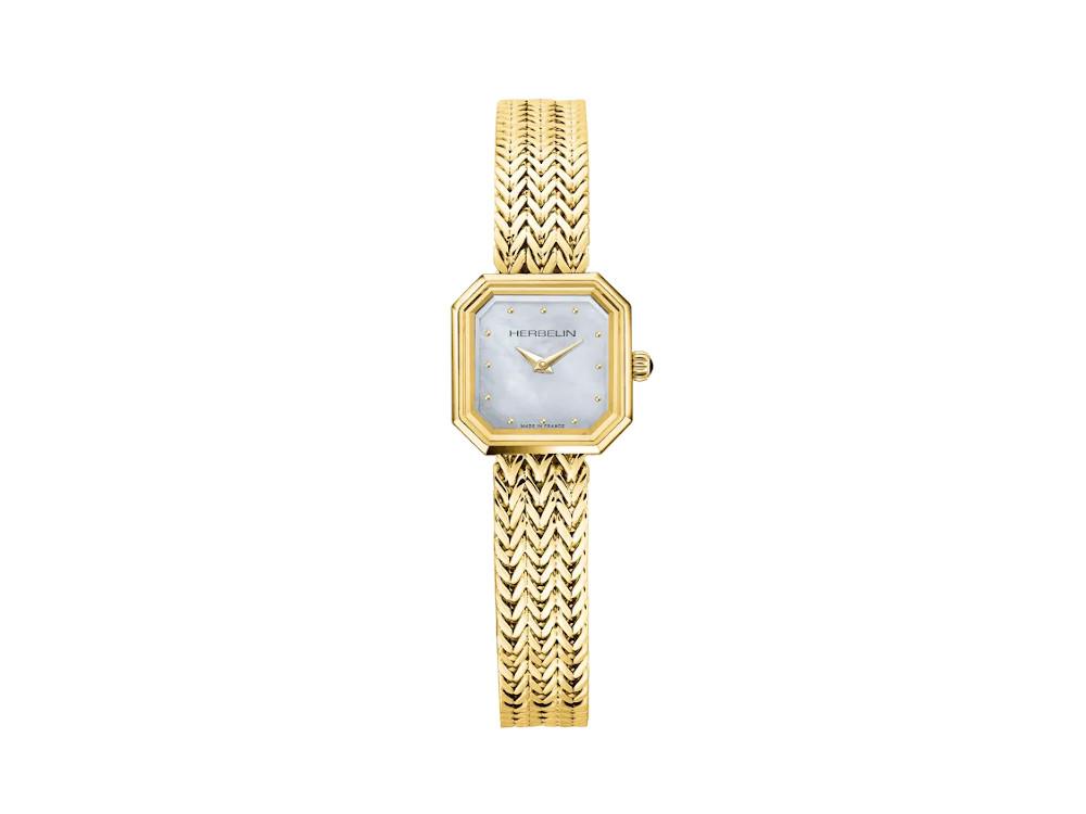 Montre à Quartz Herbelin Octogone, Acier Inoxydable, Blanc, 22 mm, 17436BP19