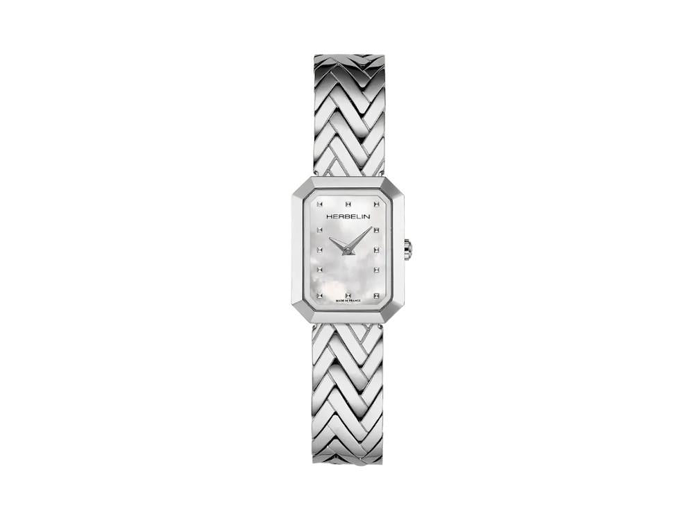 Montre à Quartz Herbelin Octogone, Acier Inoxydable 316L, Blanc, 22 mm, 17446B19