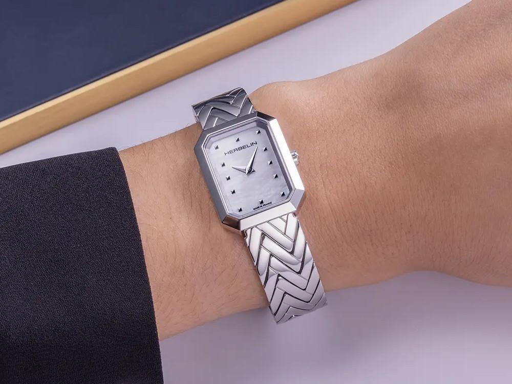 Montre à Quartz Herbelin Octogone, Acier Inoxydable 316L, Blanc, 22 mm, 17446B19