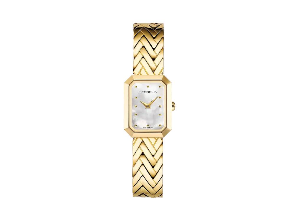 Montre à Quartz Herbelin Octogone, Acier Inoxydable, Blanc, 22 mm, 17446BP19