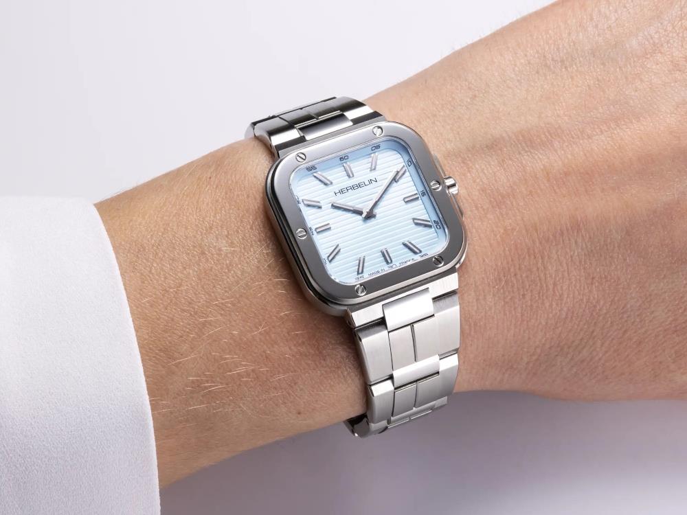 Montre à Quartz Herbelin Cap Camarat, Acier Inoxydable 316L, Bleu Clair,17546B25
