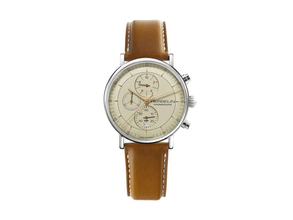 Montre à Quartz Herbelin Inspiration, Acier Inoxydable 316L, crème,35647AP12GD