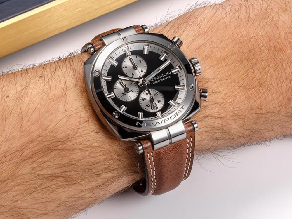 Montre à Quartz Herbelin Newport, Noir, 42 mm, Chronographe, 35664AP24BR