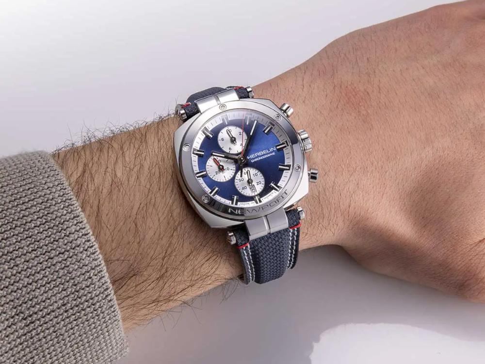 Montre à Quartz Herbelin Newport Heritage, Bleu, 42 mm, Chronographe, 35664AP25