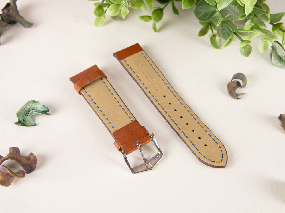 Bracelet Hirsch Cuir de veau Heavy Calf, Brun Or, Blanc, 22 mm, 01475070-2-22