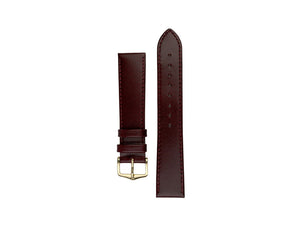 Bracelet Hirsch Cuir Osiris, Bordeaux, 20 mm, L (200 mm), PVD or, 03475060-1-20