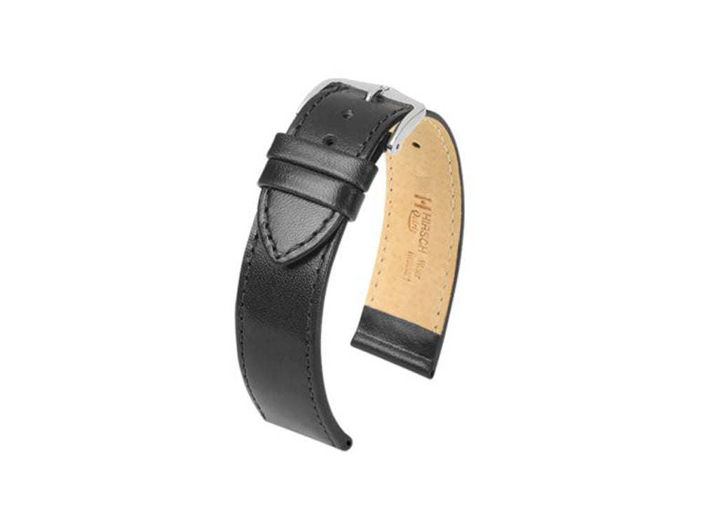 Bracelet Hirsch Cuir Osiris, Noir, 24 mm, L (200 mm), 03475050-2-24