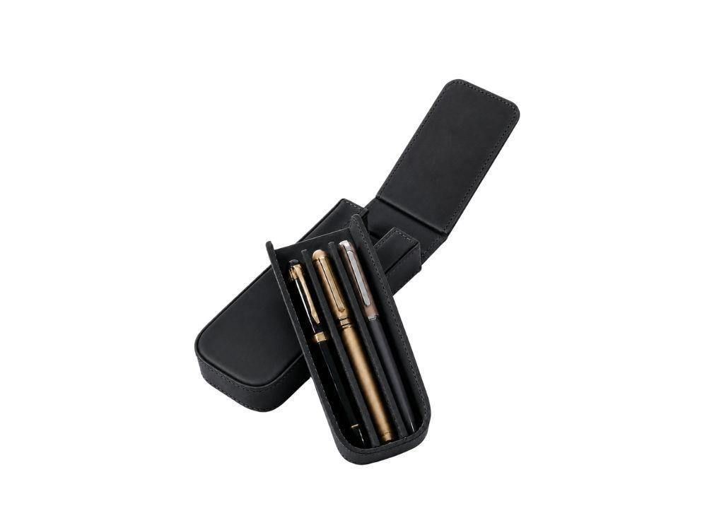 Étui à stylos Iguana Noir pour 3 articles d'écriture, PEN-CASE-BLACK-3