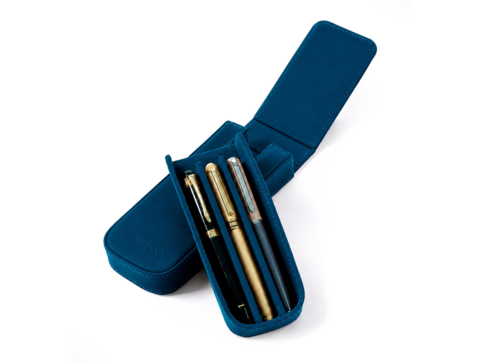 Étui à stylos Iguana Bleu pour 3 articles d'écriture, PEN-CASE-BLUE-3