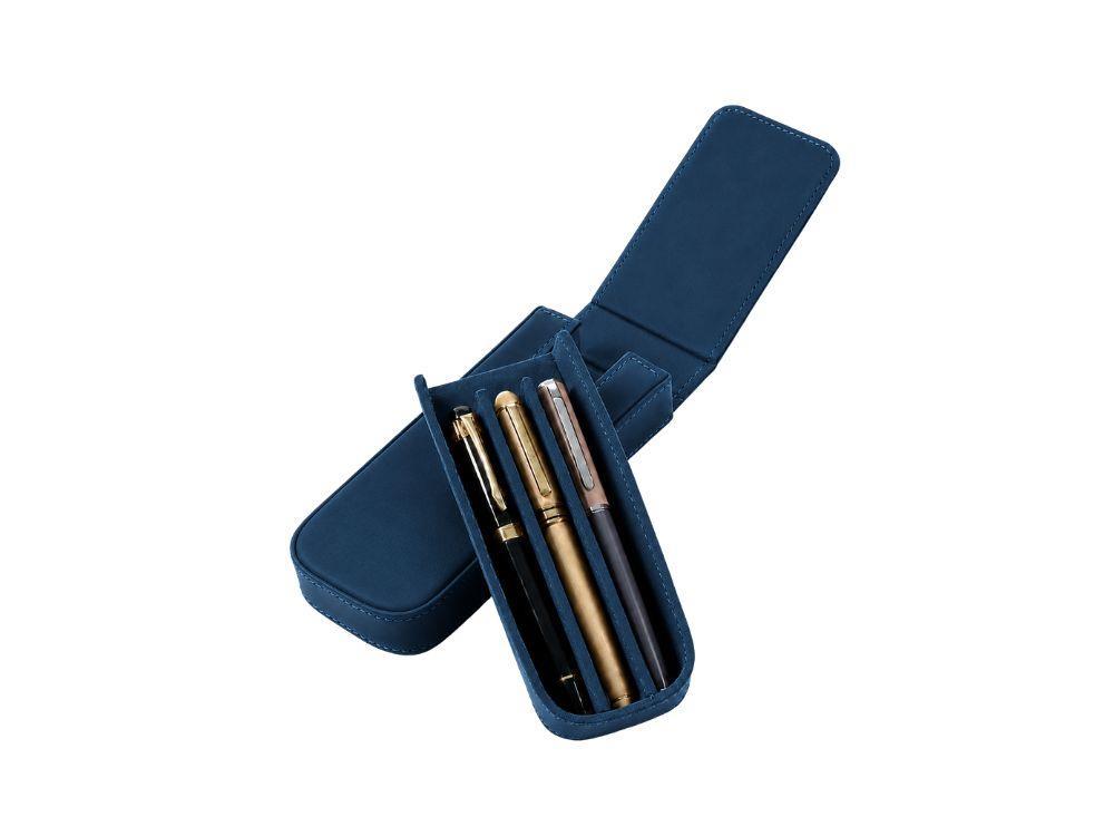 Étui à stylos Iguana Bleu pour 3 articles d'écriture, PEN-CASE-BLUE-3
