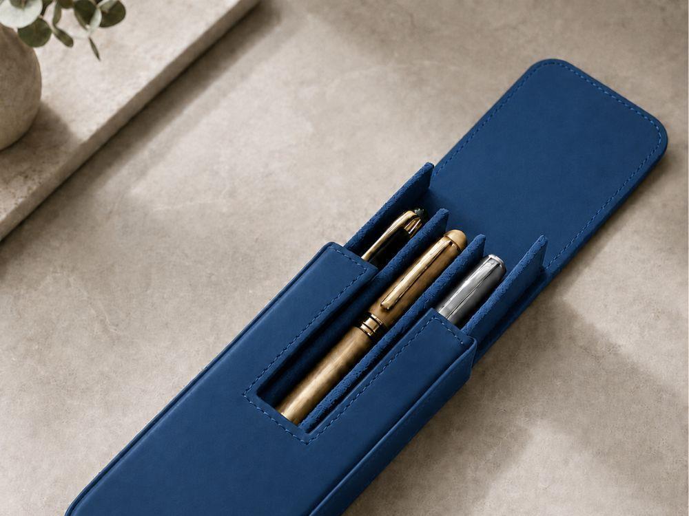Étui à stylos Iguana Bleu pour 3 articles d'écriture, PEN-CASE-BLUE-3