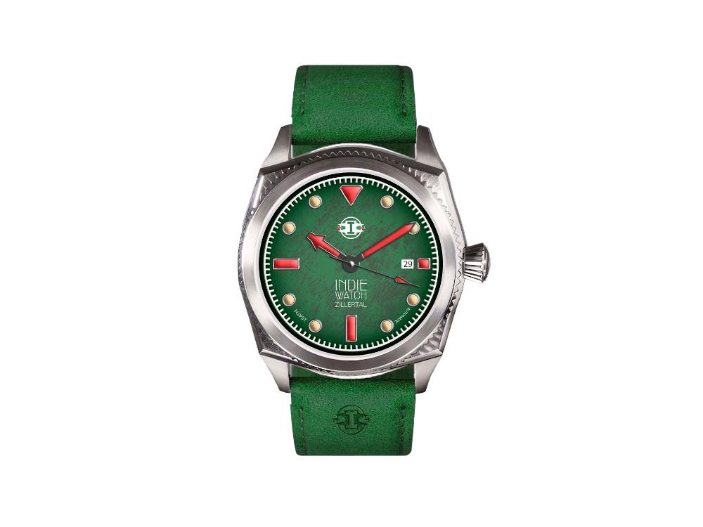 Montre Automatique Indie Watch Zillertal, Vert, 40 mm, 163G