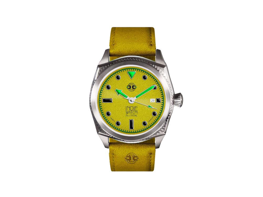 Montre Automatique Indie Watch Zillertal, Jaune, 40 mm, 163S