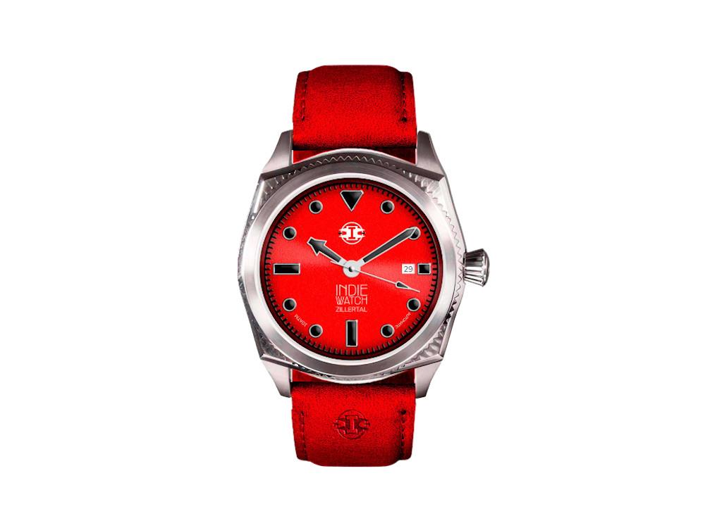 Montre Automatique Indie Watch Zillertal, Rouge, 40 mm, 163T