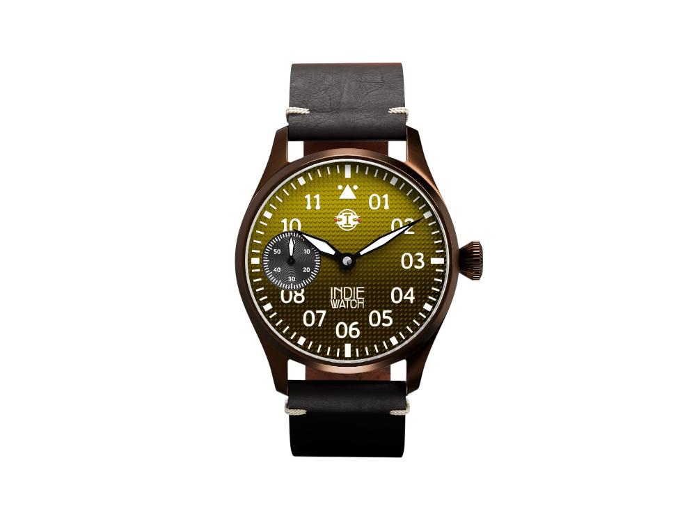 Montre Automatique Indie Watch Swell, PVD Bronze, Jaune, 42 mm, 257BB