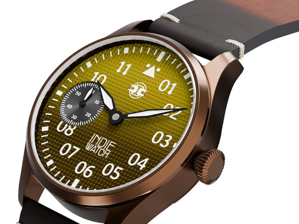 Montre Automatique Indie Watch Swell, PVD Bronze, Jaune, 42 mm, 257BB