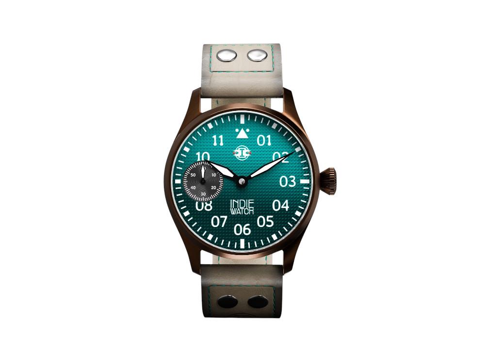 Montre Automatique Indie Watch Swell, PVD Bronze, Bleu Clair, 42 mm, 257HB