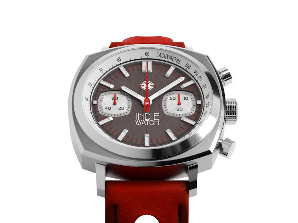 Montre à Quartz Indie Watch Strum, Anthracite, 42 mm, Chronographe, 521B