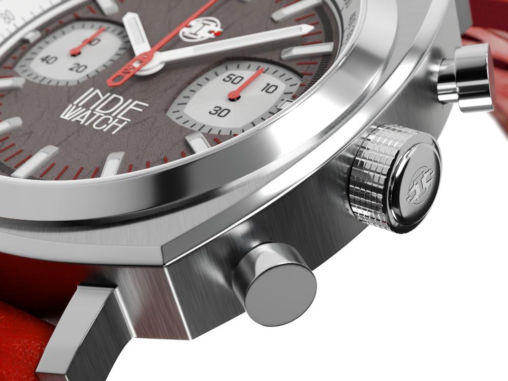 Montre à Quartz Indie Watch Strum, Anthracite, 42 mm, Chronographe, 521B