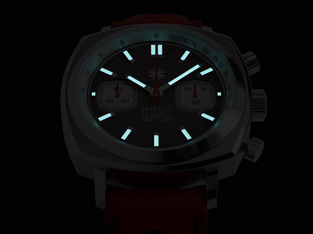 Montre à Quartz Indie Watch Strum, Anthracite, 42 mm, Chronographe, 521B