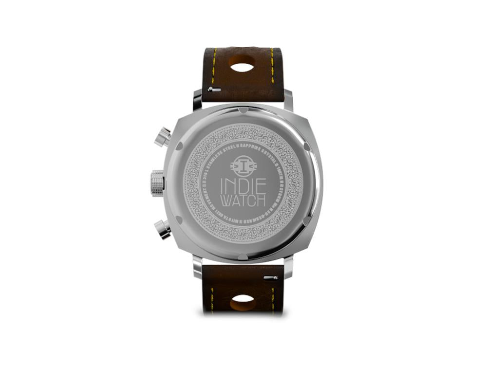 Montre à Quartz Indie Watch Strum, Blanc, 42 mm, Chronographe, 521L