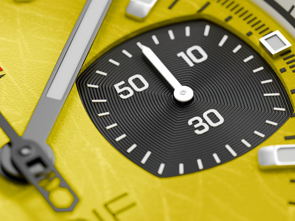 Montre à Quartz Indie Watch Strum, Jaune, 42 mm, Chronographe, 521M