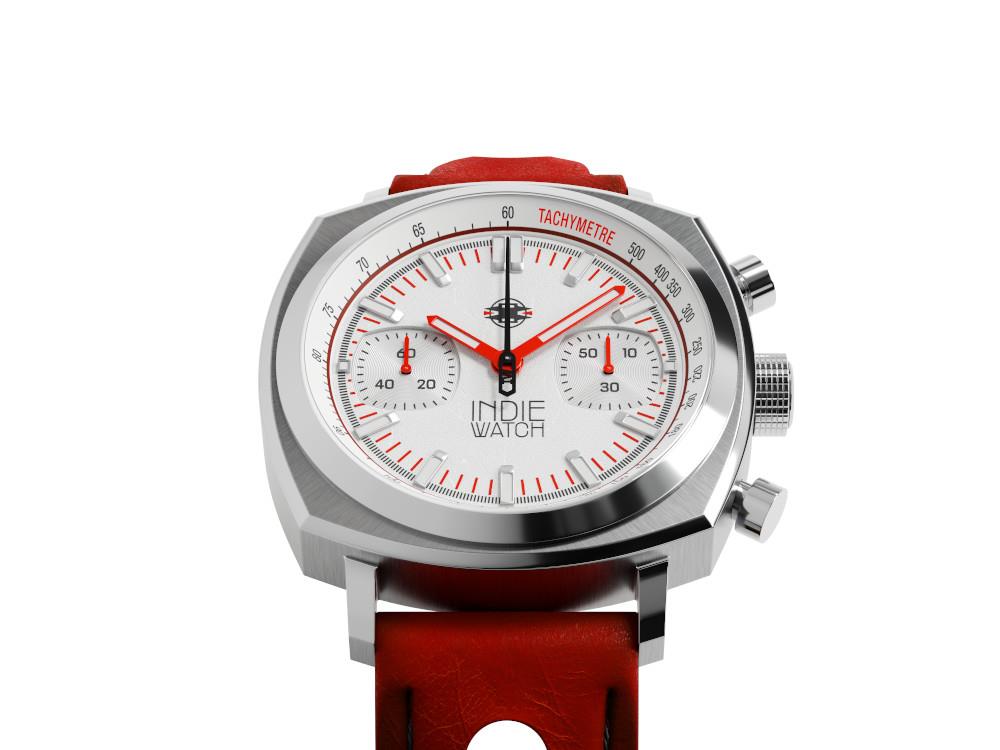 Montre à Quartz Indie Watch Strum, Blanc, 42 mm, Chronographe, 521R