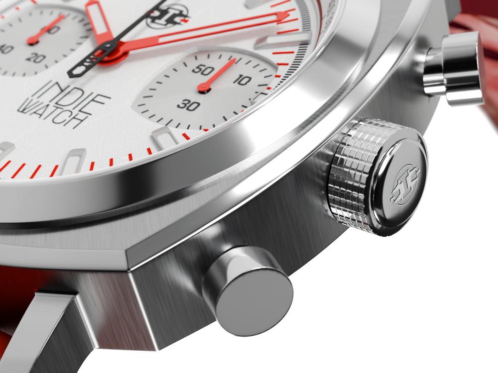 Montre à Quartz Indie Watch Strum, Blanc, 42 mm, Chronographe, 521R