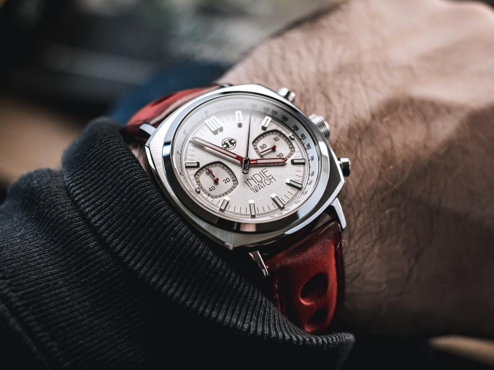 Montre à Quartz Indie Watch Strum, Blanc, 42 mm, Chronographe, 521R