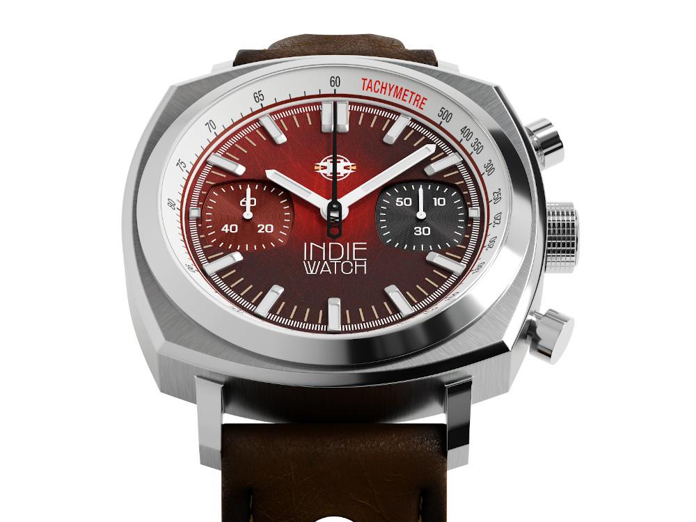 Montre à Quartz Indie Watch Strum, Rouge, 42 mm, Chronographe, 521T