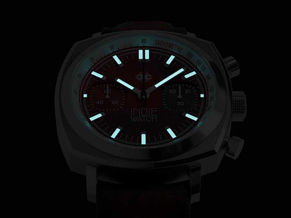 Montre à Quartz Indie Watch Strum, Rouge, 42 mm, Chronographe, 521T