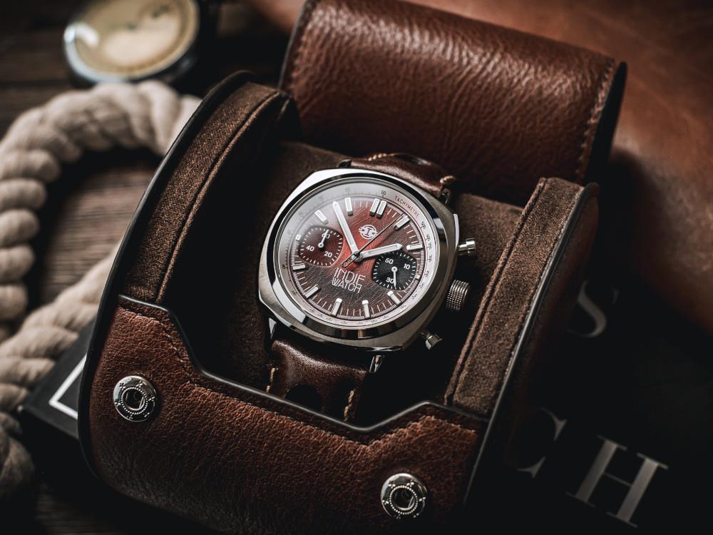 Montre à Quartz Indie Watch Strum, Rouge, 42 mm, Chronographe, 521T