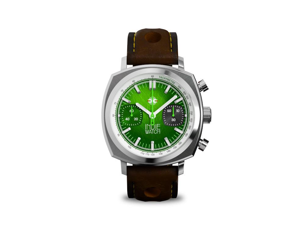 Montre à Quartz Indie Watch Strum, Vert, 42 mm, Chronographe, 521W