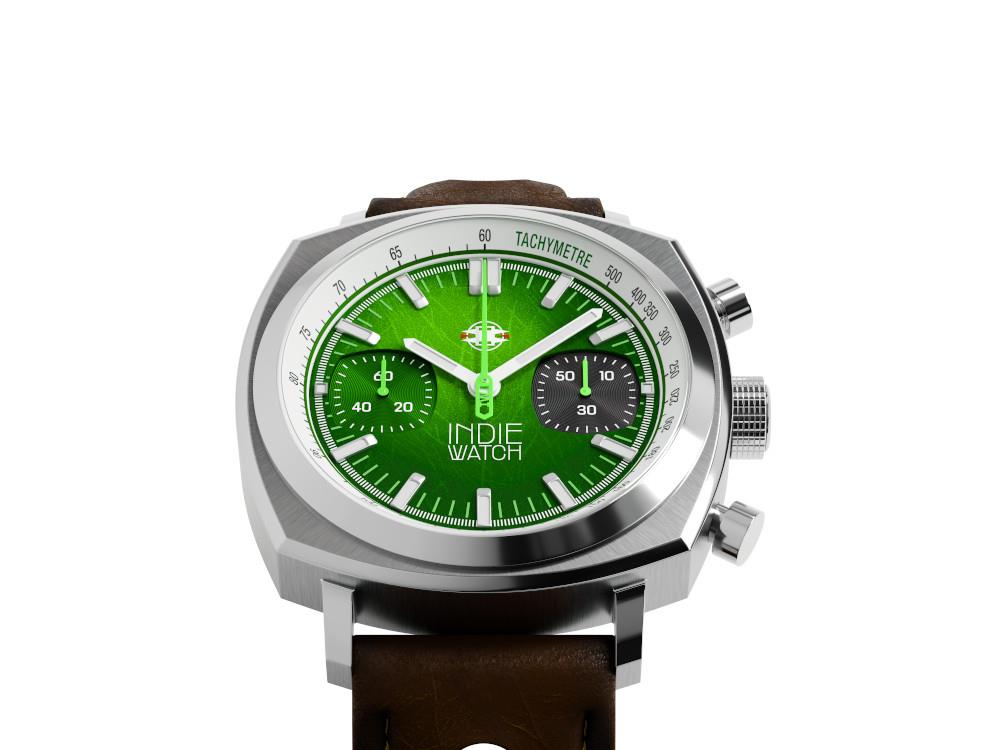 Montre à Quartz Indie Watch Strum, Vert, 42 mm, Chronographe, 521W