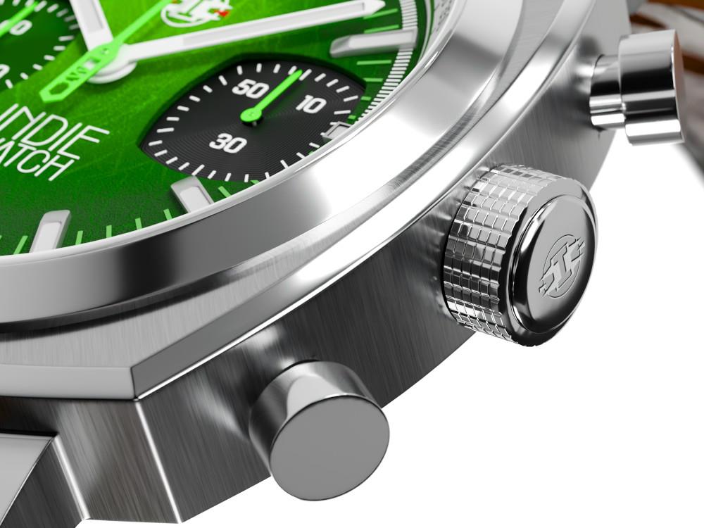 Montre à Quartz Indie Watch Strum, Vert, 42 mm, Chronographe, 521W