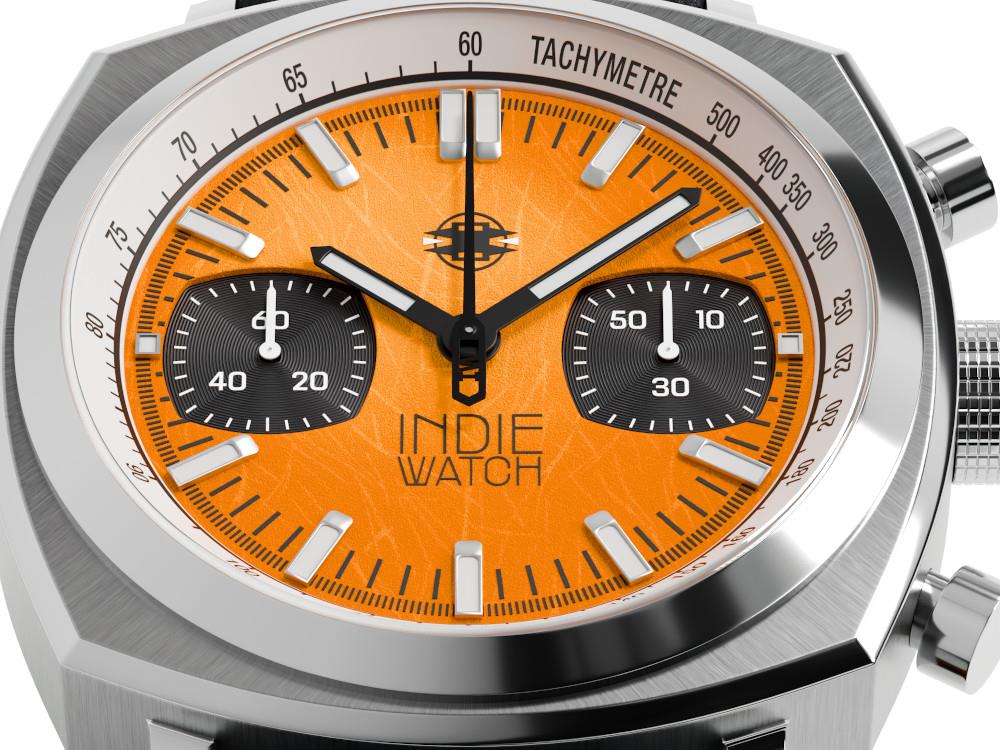 Montre à Quartz Indie Watch Strum, Orange, 42 mm, Chronographe, 521X