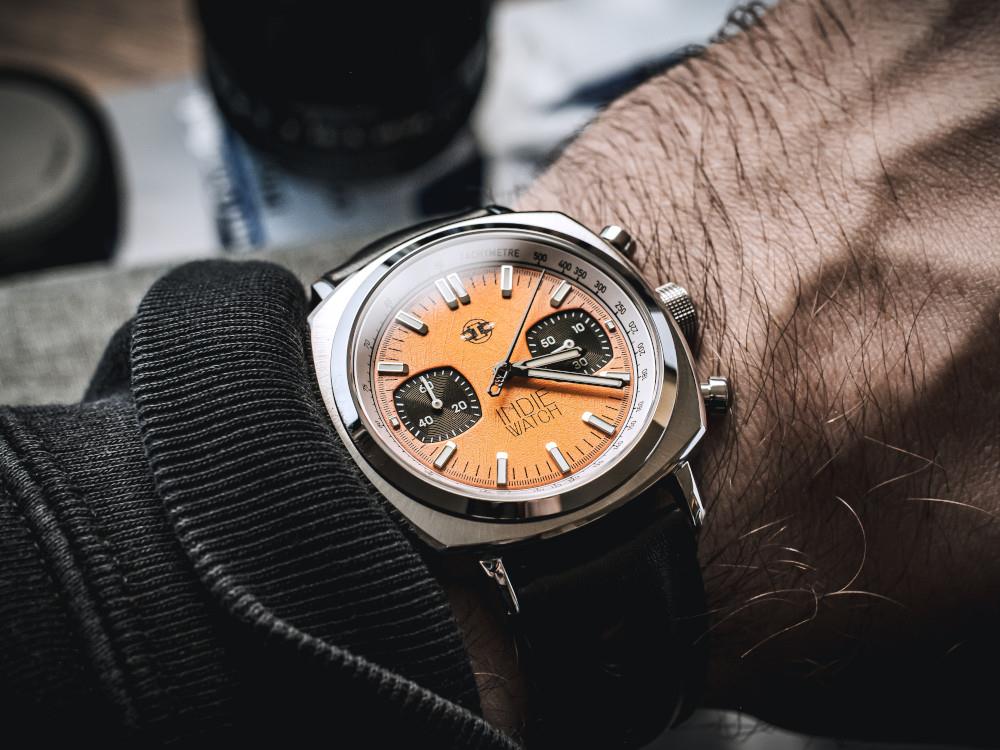 Montre à Quartz Indie Watch Strum, Orange, 42 mm, Chronographe, 521X