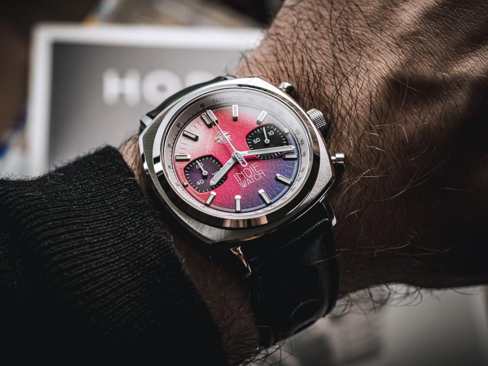 Montre à Quartz Indie Watch Strum, Rosa, 42 mm, Chronographe, 521Z