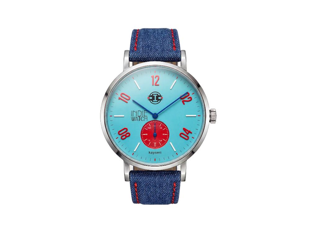 Montre à Quartz Indie Watch Kayseri, Acier Inoxydable 316L, Bleu Clair, 76Y