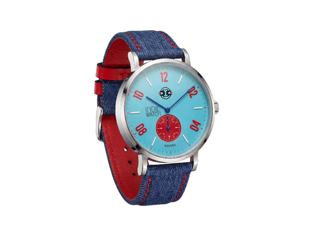 Montre à Quartz Indie Watch Kayseri, Acier Inoxydable 316L, Bleu Clair, 76Y