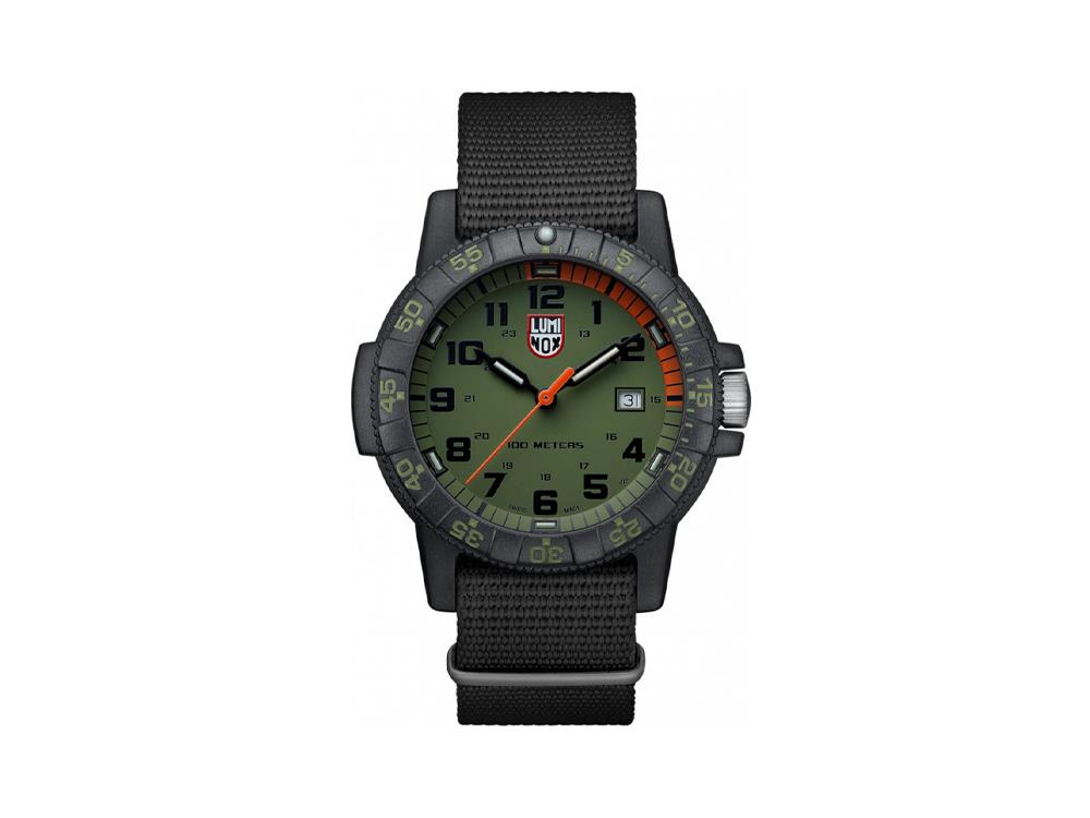 Montre à Quartz Luminox Sea Turtle Giant, Vert, Carbone, 44 mm, 10 atm, Jour