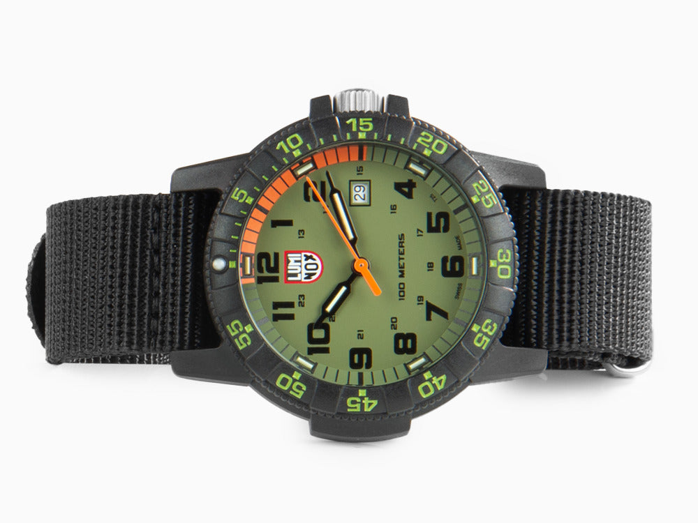 Montre à Quartz Luminox Sea Turtle Giant, Vert, Carbone, 44 mm, 10 atm, Jour