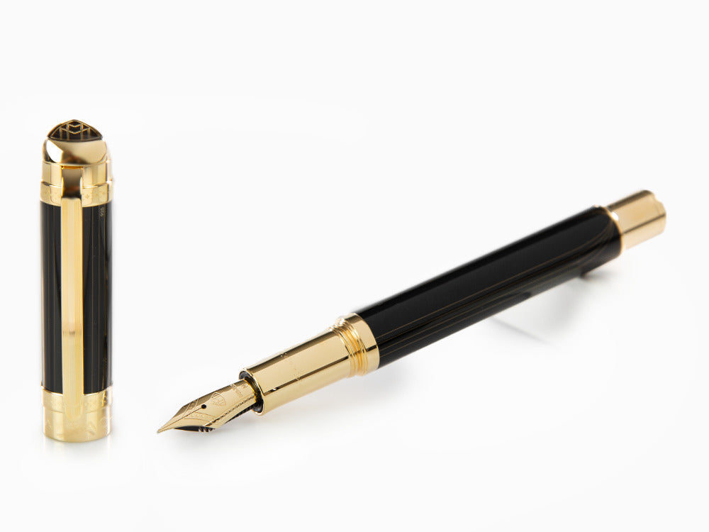 Stylo Plume Maybach The Peak I Lustrous Midnight, Bois, Plaqué or, Noir